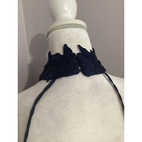 Bardot Gemma Collar Lace Sleeveless Navy Blue Midi Dress 6 - Picture 10 of 12